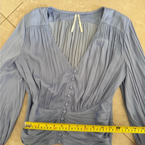 Anthropologie Silky Boho Bohemian Flowy Elegant Blue Women's Top - Picture 10 of 11